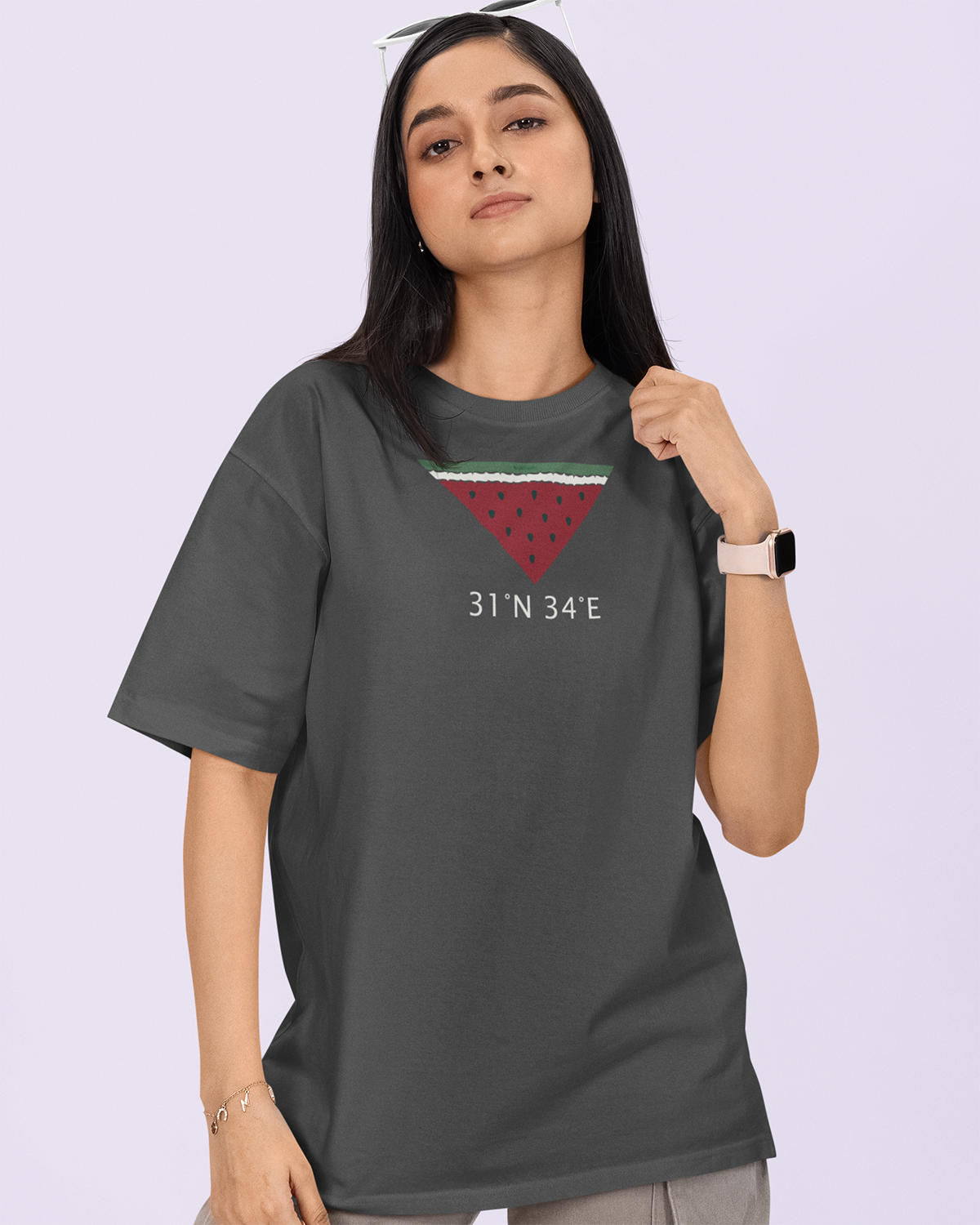 13 seeds of Palestine - 31° N 34° E Oversized Faded T-shirt