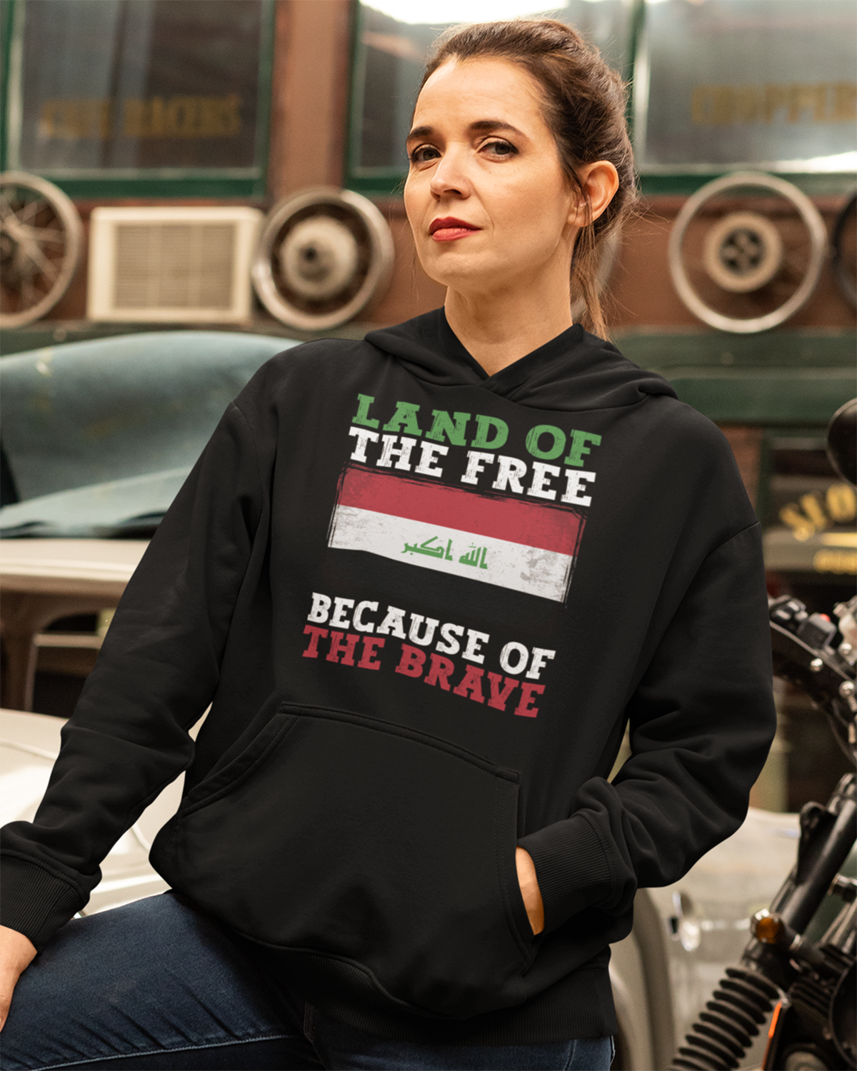 Land der Freien wegen der Tapferen – Irak Unisex Kapuzenpullover