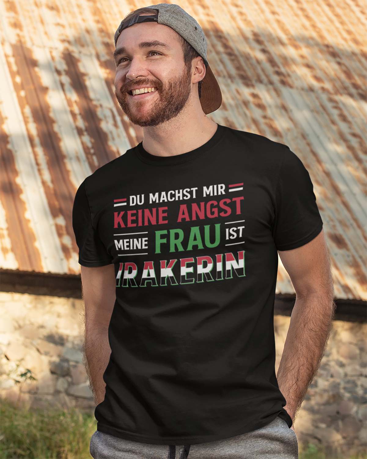 Du machst mir keine Angst, meine Frau ist Irakerin – deutsches Unisex-T-Shirt