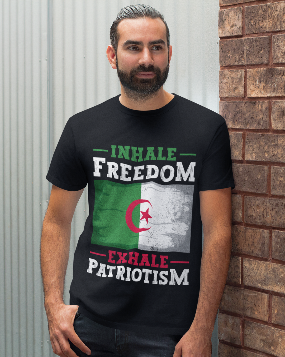 Inhale Freedom Exhale Patriotism - Algérie Anglais T-shirt unisexe