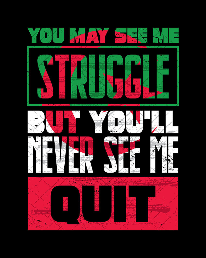 Perseverance Quote with Algerian Flag English - Unisex T-shirt