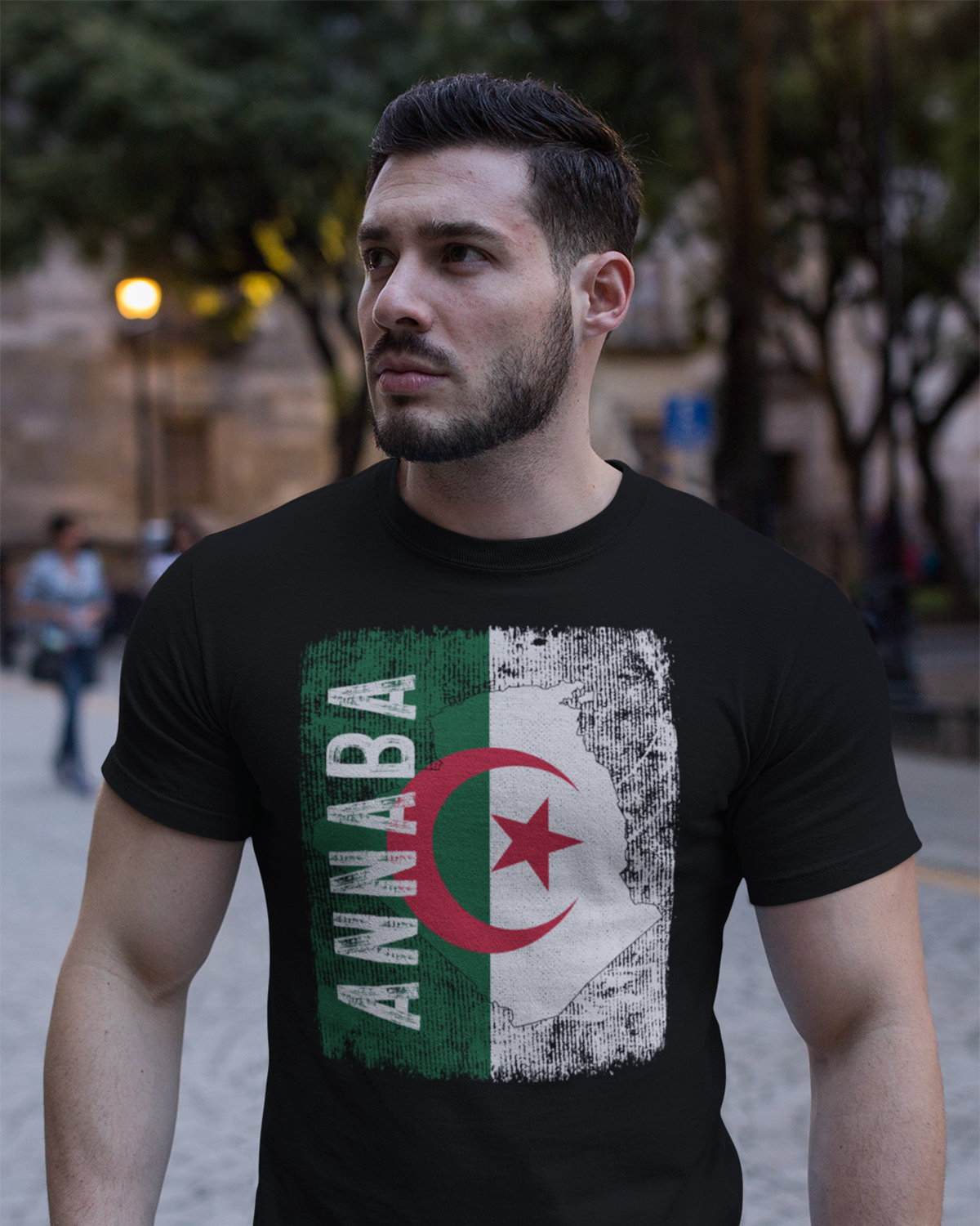 T-shirt unisexe avec drapeau, carte et ville de l'Algérie - Annaba