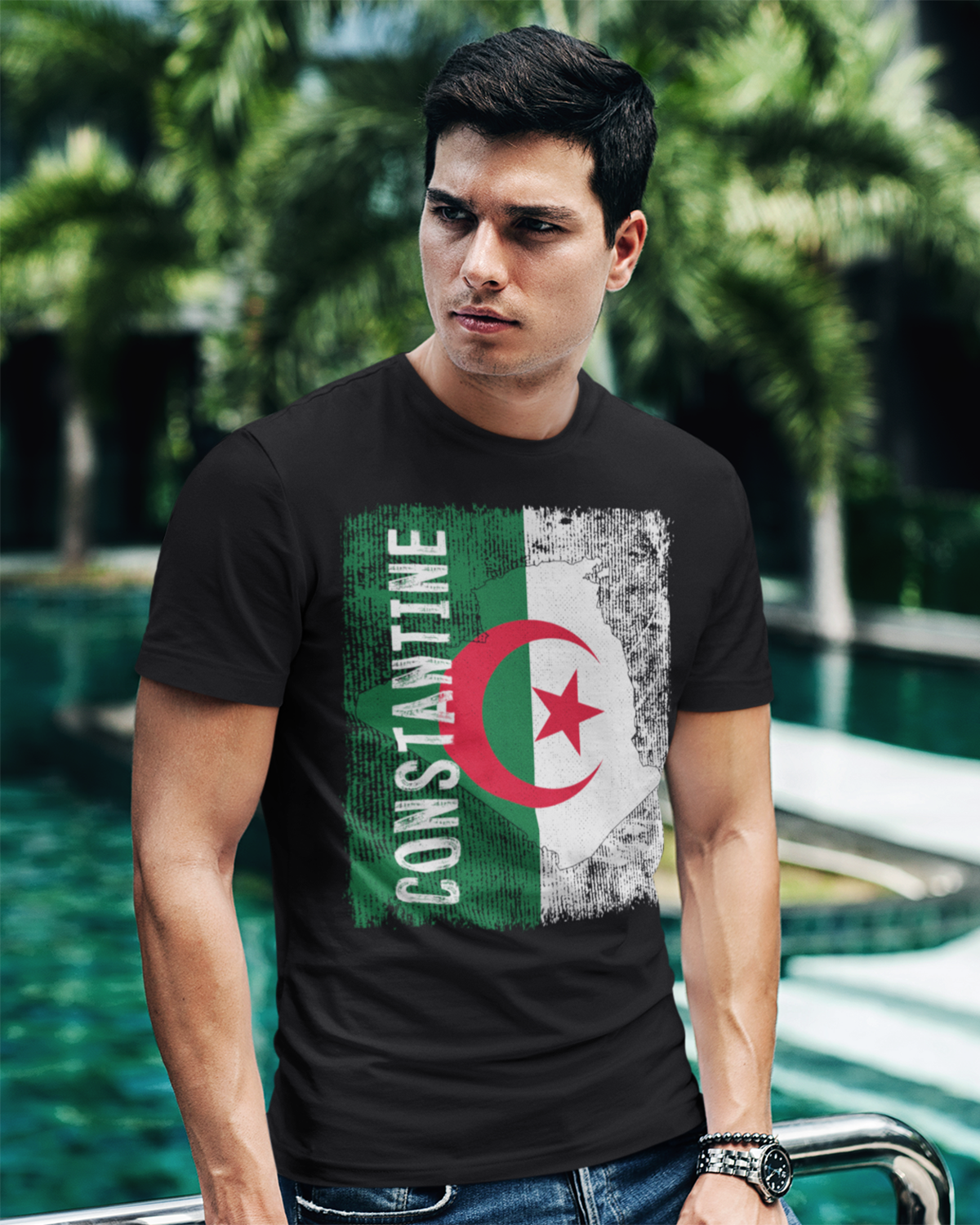 Algeria Flag, Map & City - Constantine Unisex T-shirt