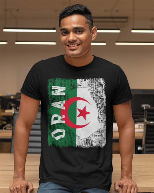 Algeria Flag, Map & City - Oran Unisex T-shirt