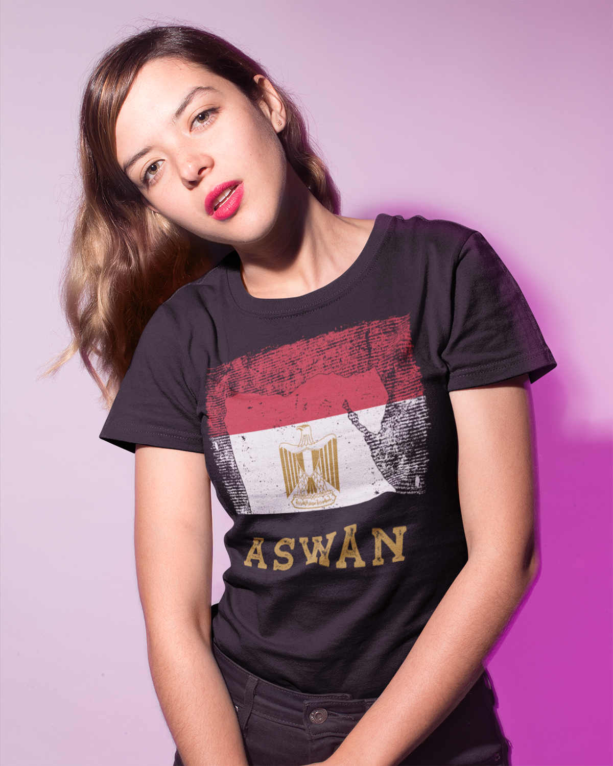 Egypt Flag, Map & City - Aswan Unisex T-shirt