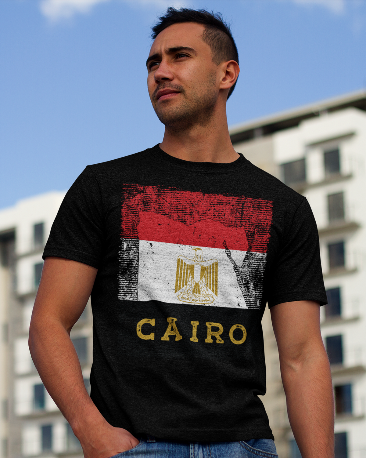 Egypt Flag, Map & City - Cairo Unisex T-shirt