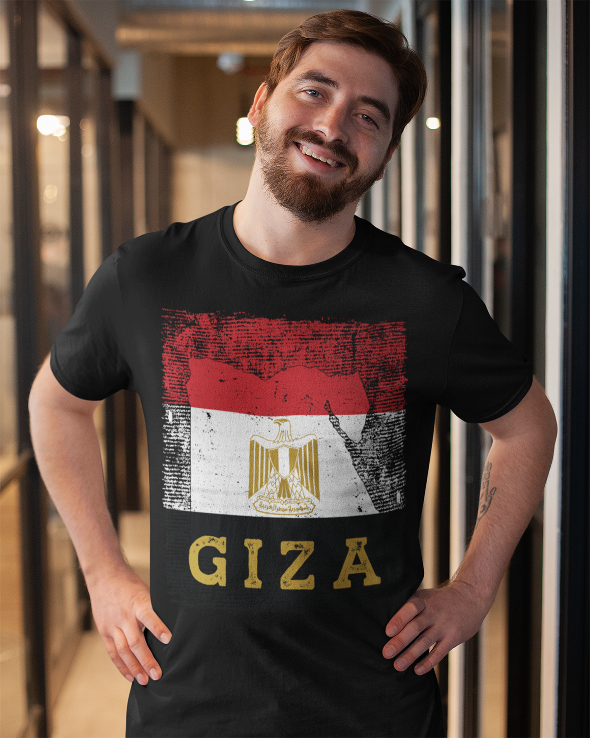 Ägypten Flagge, Karte & Stadt - Gizeh Unisex T-Shirt