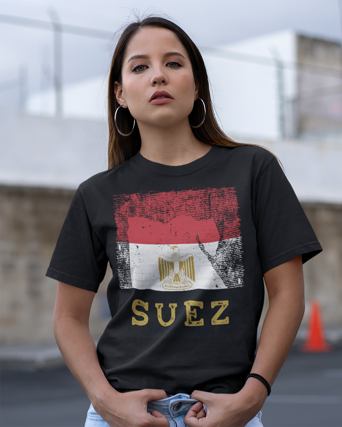 Ägypten Flagge, Karte & Stadt - Suez Unisex T-Shirt