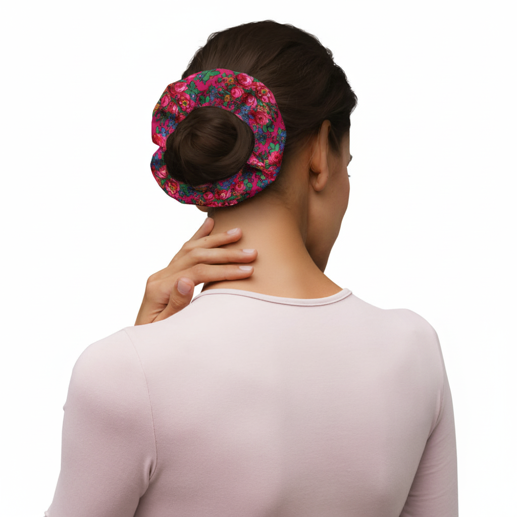 Tunisian Rose Recycled Scrunchie - Fuchsia