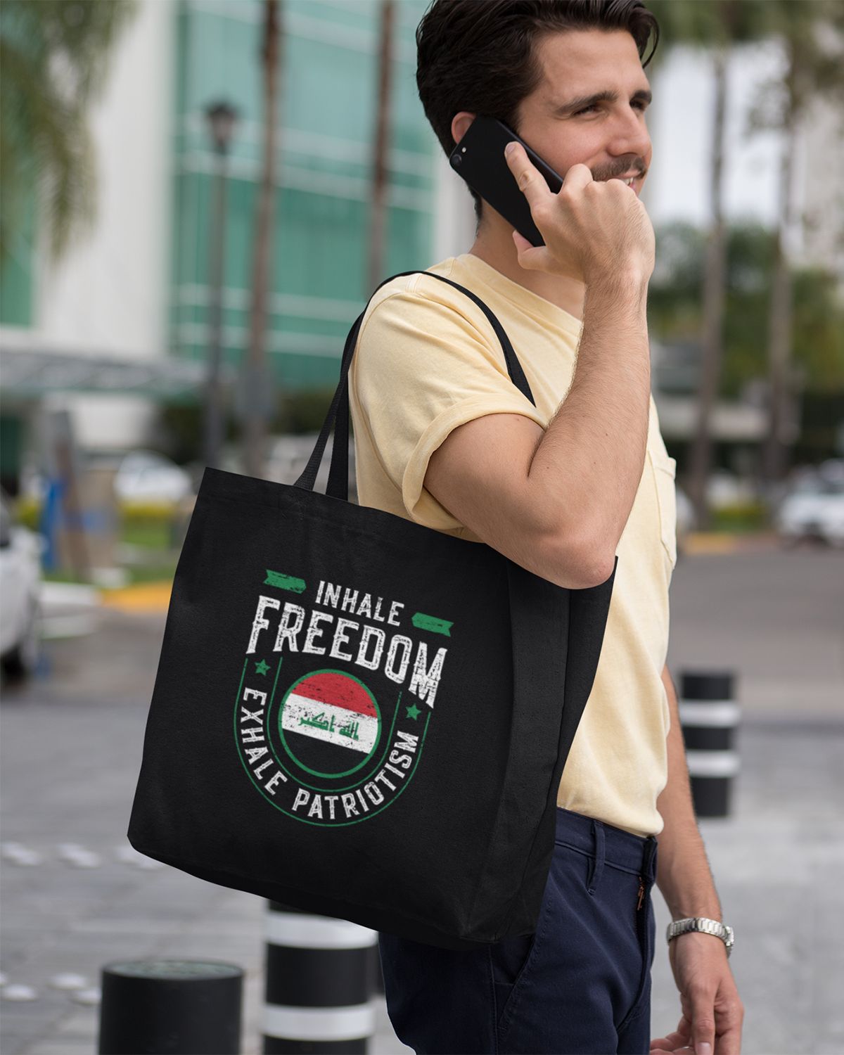 Inhale Freedom Exhale Patriotism - Iraq Eco Tote Bag