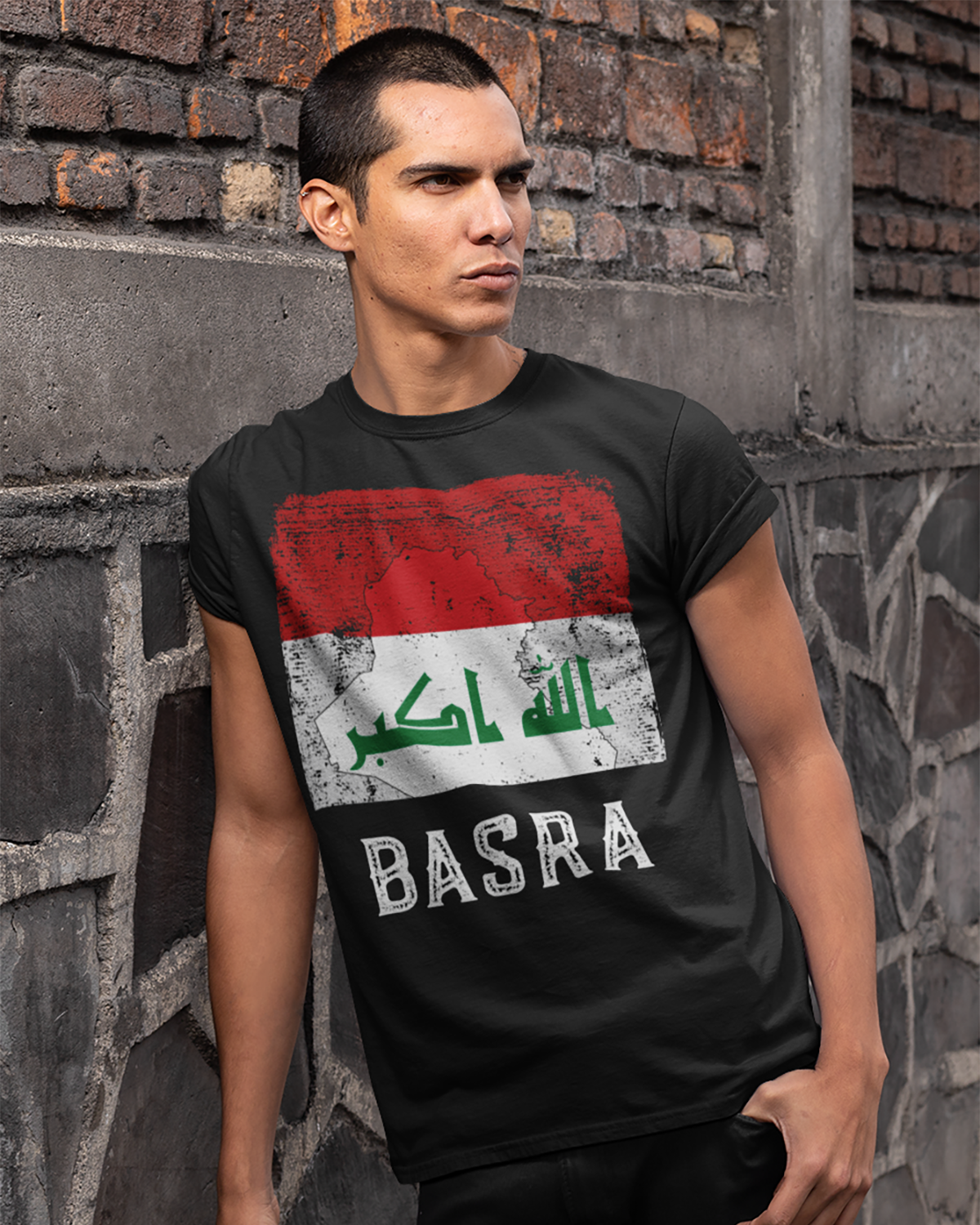 Iraq Flag, Map & City - Basra Unisex T-shirt