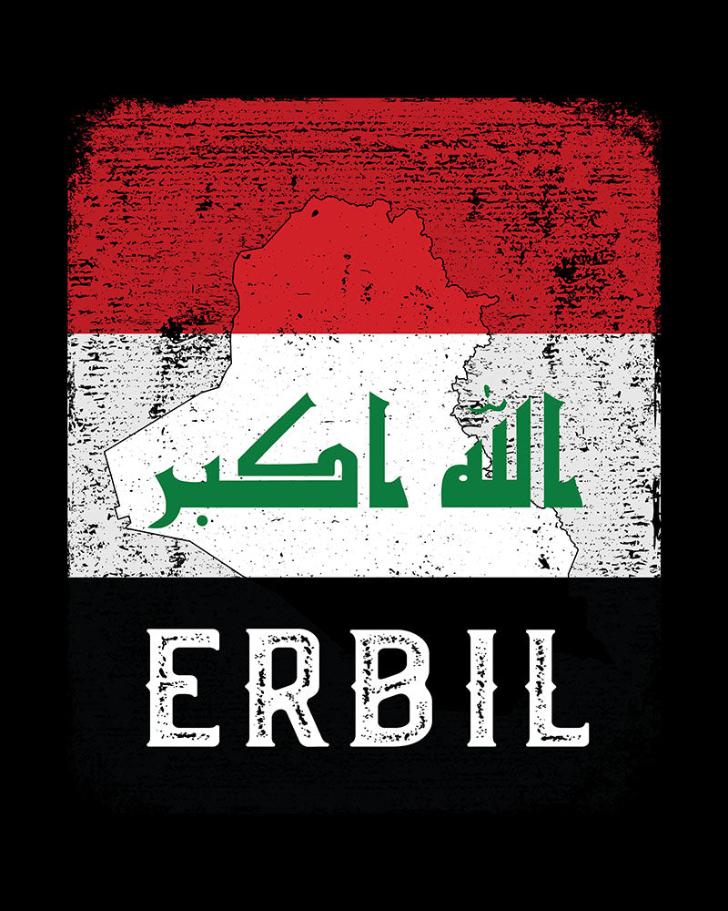 Irak Flagge, Karte & Stadt - Erbil Unisex T-Shirt