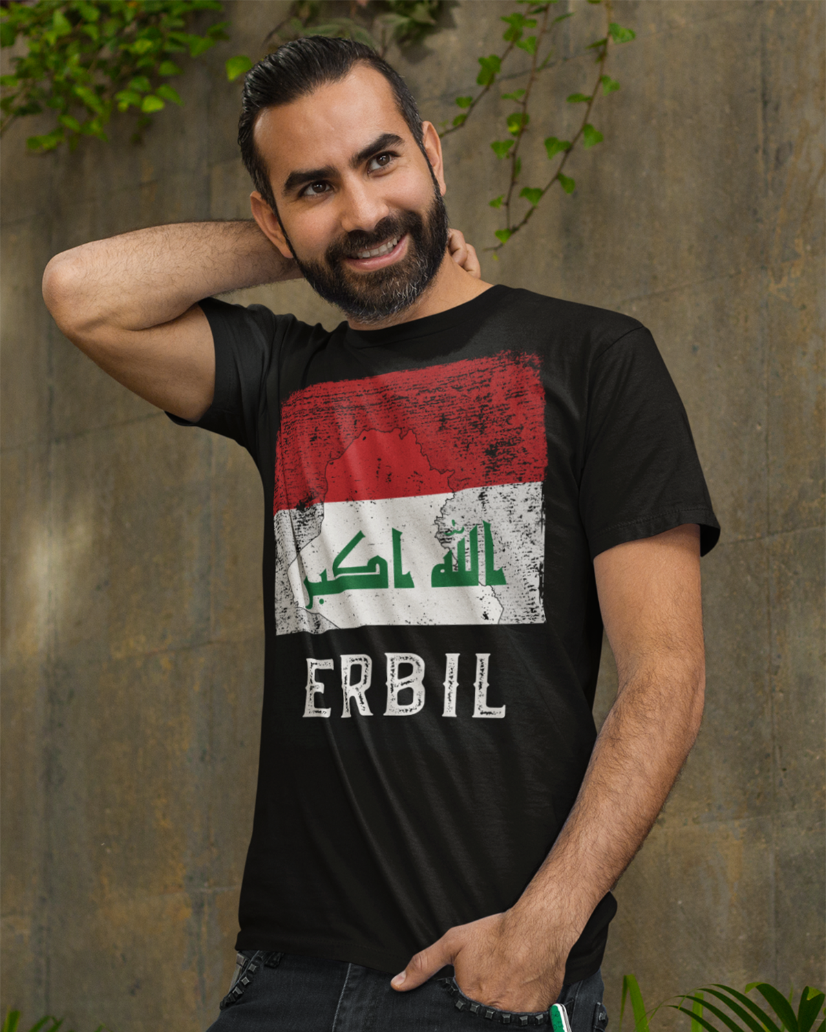 Iraq Flag, Map & City - Erbil Unisex T-shirt