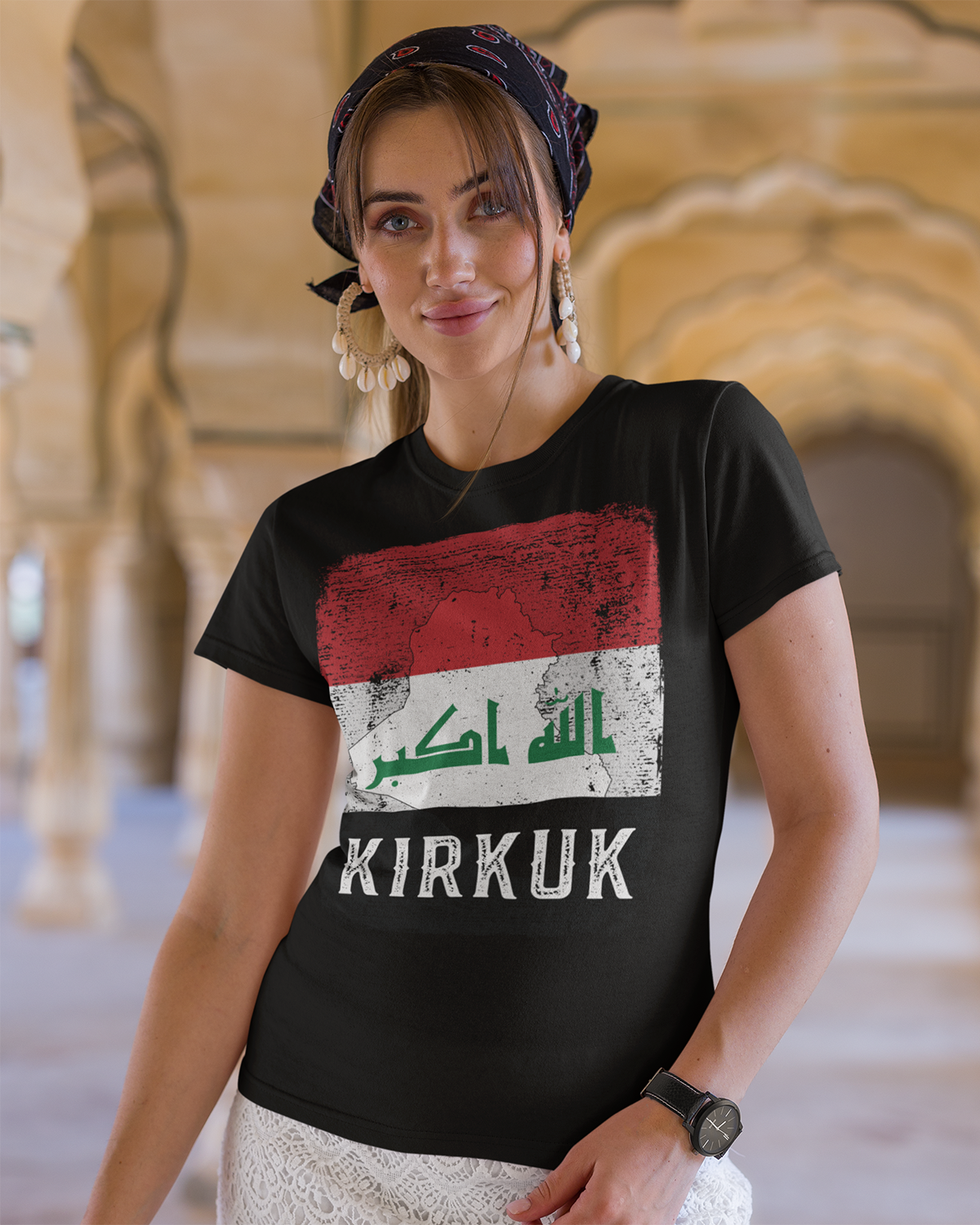 Iraq Flag, Map & City - Kirkuk Unisex T-shirt