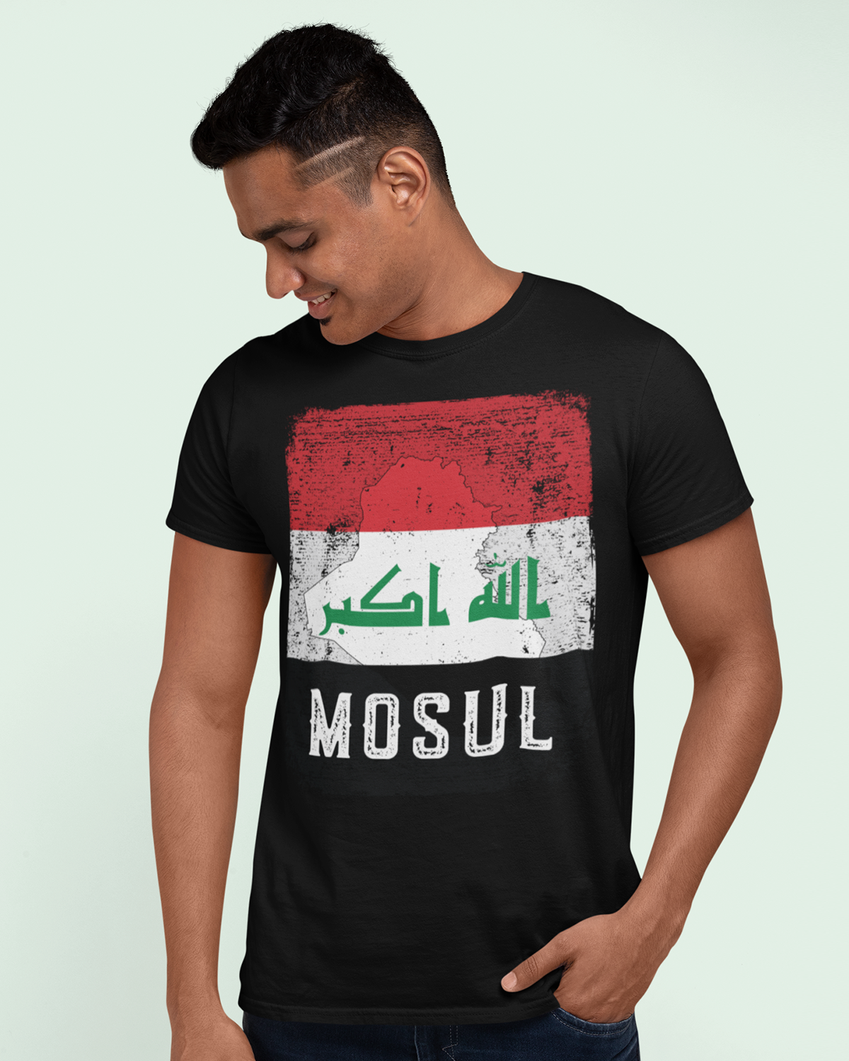 Iraq Flag, Map & City - Mosul Unisex T-shirt