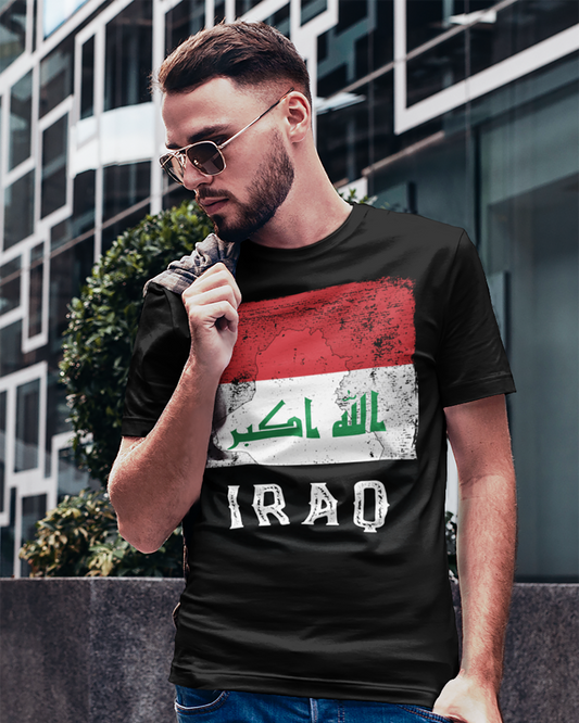 T-shirt unisexe avec drapeau et carte de l'Irak