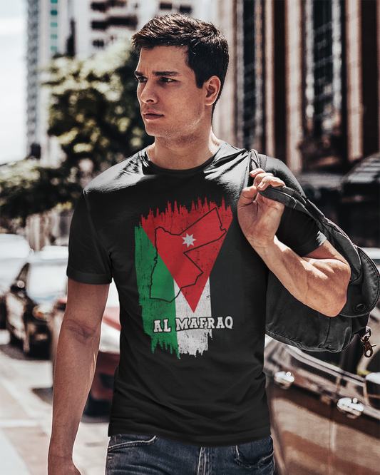 Jordan Flag, Map & City - Al Mafraq Unisex T-shirt