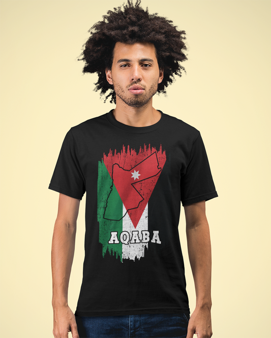 Jordan Flag, Map & City - Aqaba Unisex T-shirt