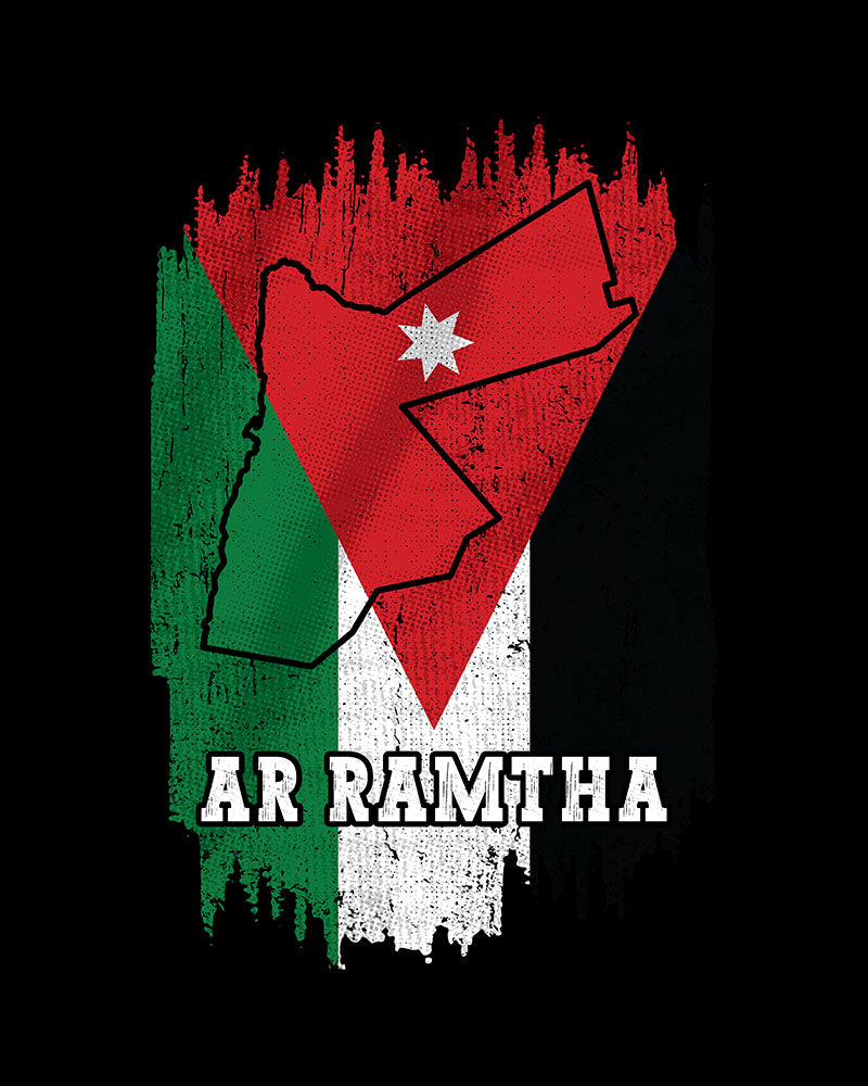 Jordanien-Flagge, Karte und Stadt – Ar Ramtha Unisex T-Shirt