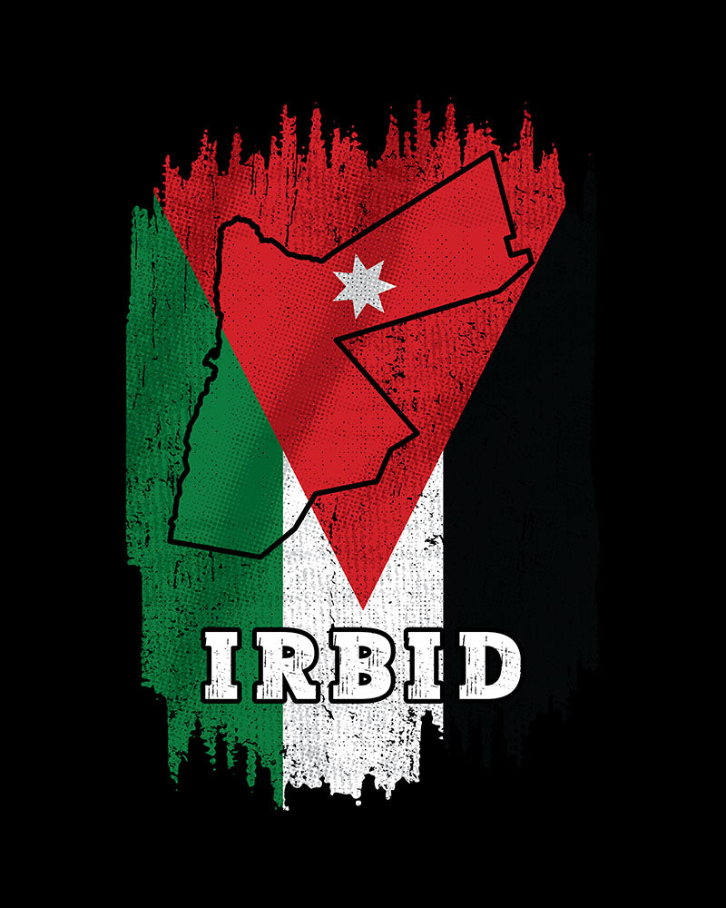 Jordanien-Flagge, Karte und Stadt – Irbid Unisex T-Shirt