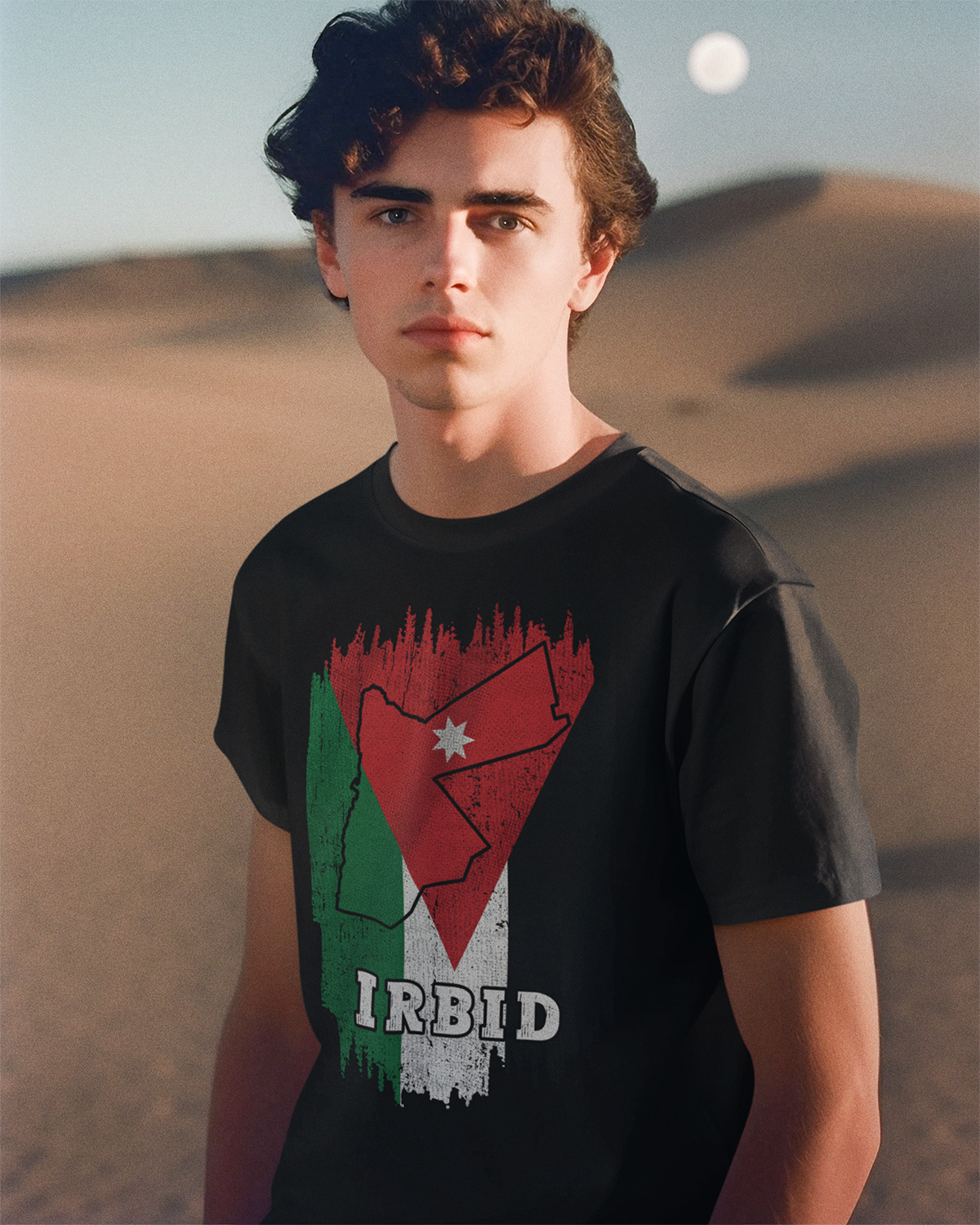 Jordanien-Flagge, Karte und Stadt – Irbid Unisex T-Shirt