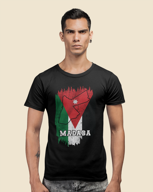 Jordan Flag, Map & City - Madaba Unisex T-shirt