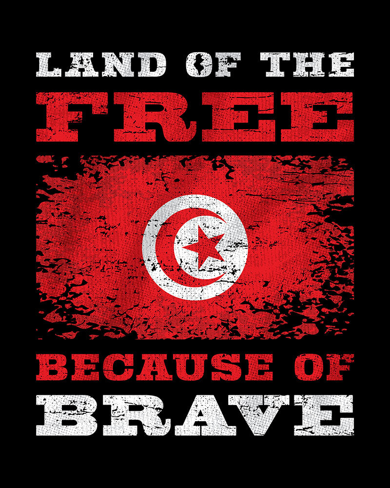 Land of the Free Because of the Brave V2 – Tunesien Unisex T-Shirt