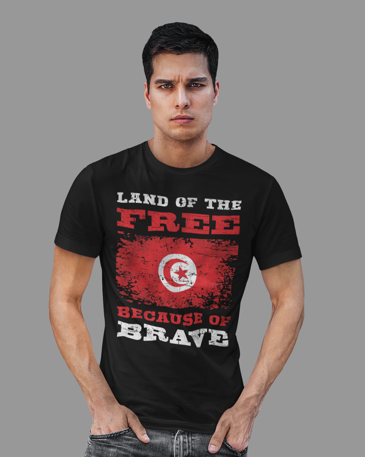 Land of the Free Because of the Brave V2 – Tunesien Unisex T-Shirt