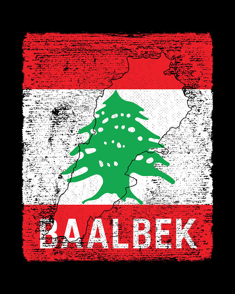 Libanon Flagge, Karte & Stadt - Baalbek Unisex T-Shirt