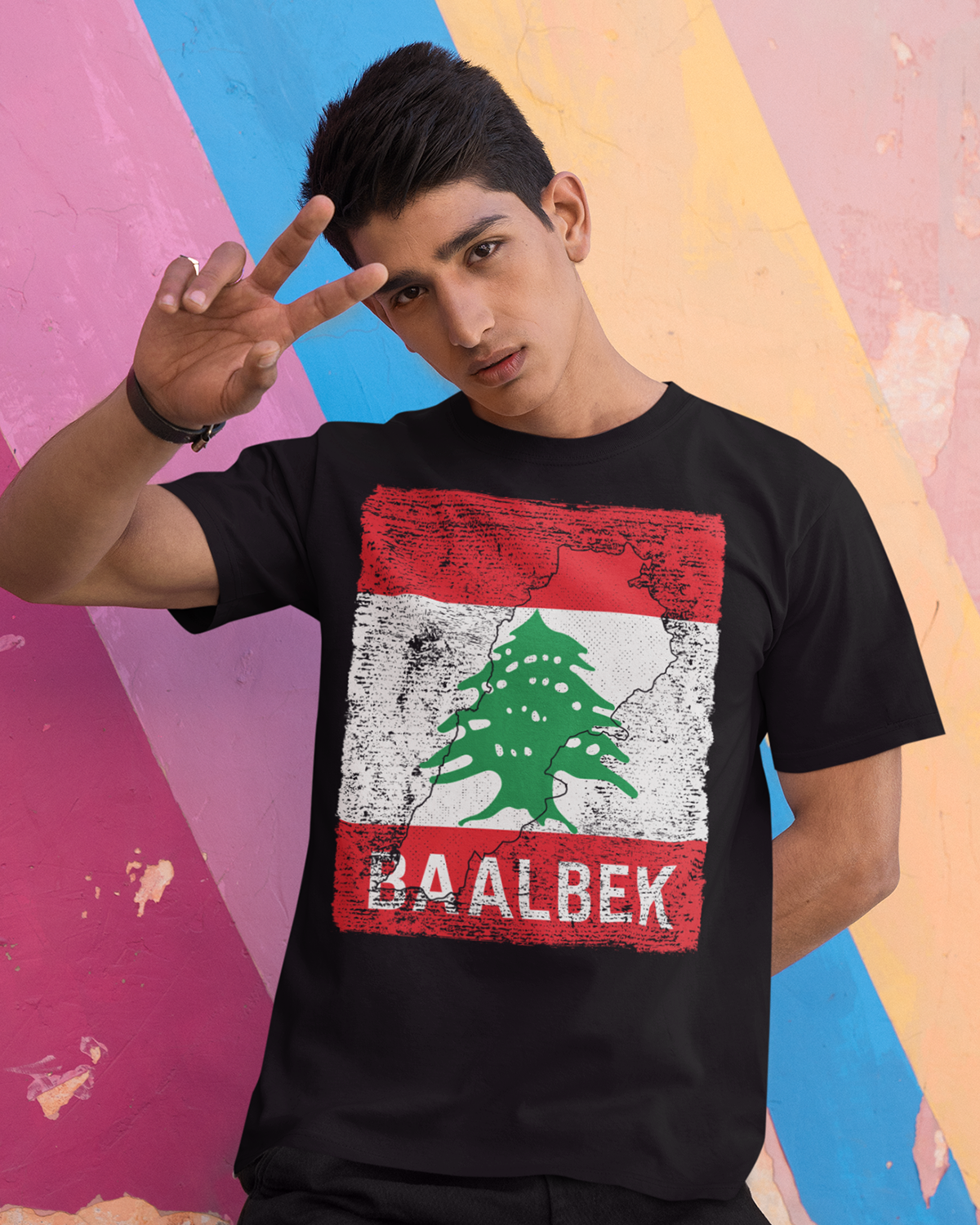 Libanon Flagge, Karte & Stadt - Baalbek Unisex T-Shirt