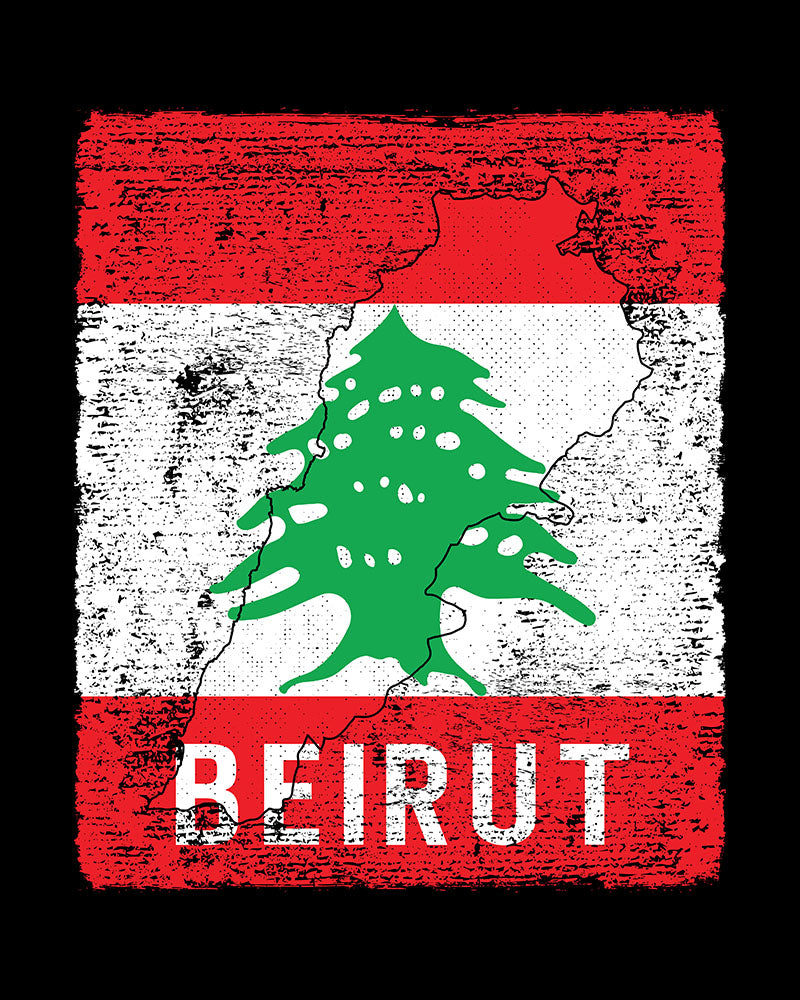 Libanon Flagge, Karte & Stadt - Beirut Unisex T-Shirt