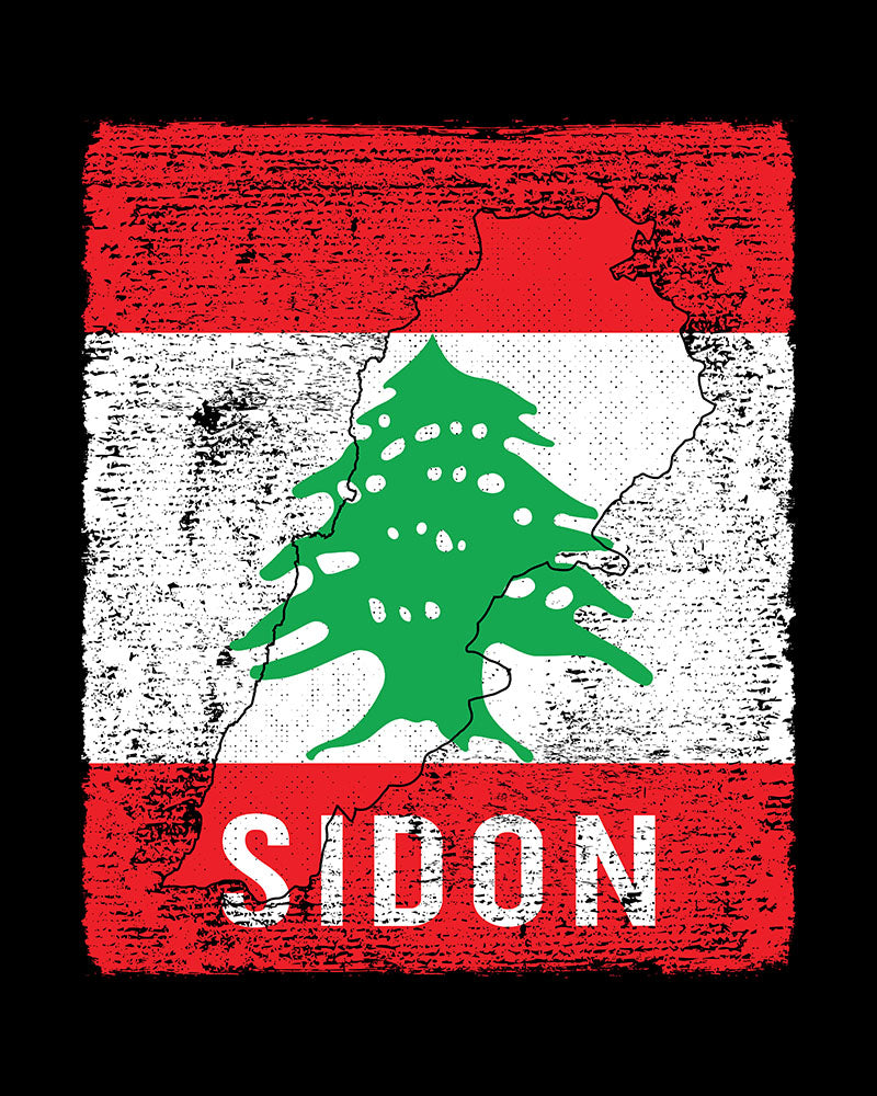 Lebanon Flag, Map & City - Sidon Unisex T-shirt