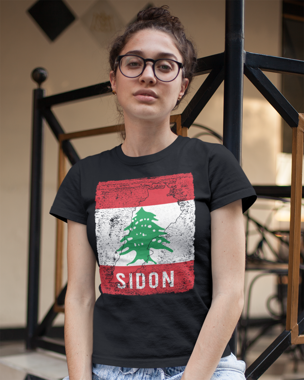 Lebanon Flag, Map & City - Sidon Unisex T-shirt