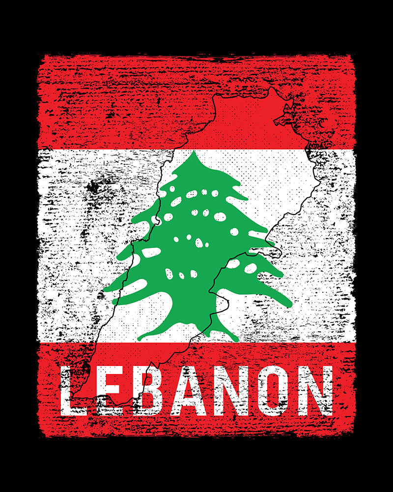 T-shirt unisexe avec drapeau et carte du Liban