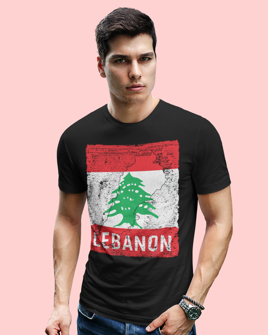 T-shirt unisexe avec drapeau et carte du Liban