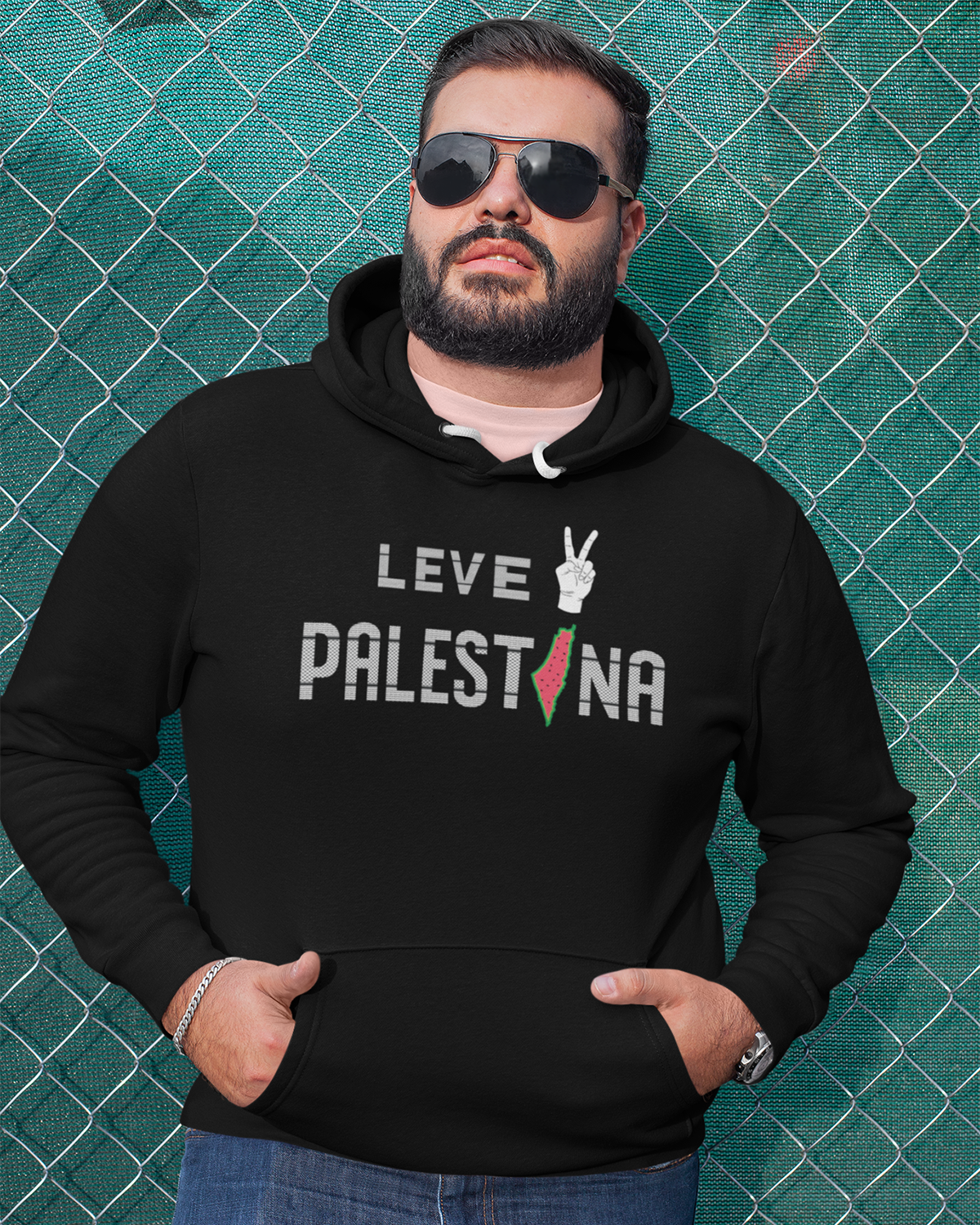 Leve Palestina - Sweat à capuche unisexe Kufiya