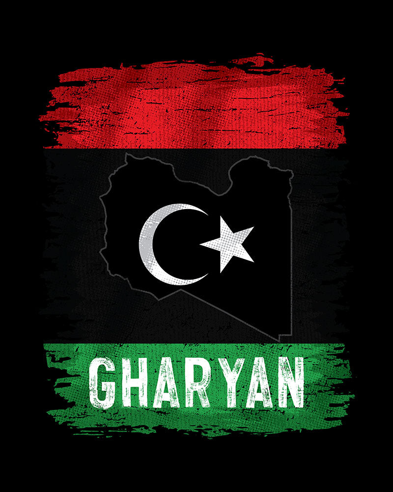 Libysche Flagge, Karte und Stadt – Gharyan Unisex T-Shirt