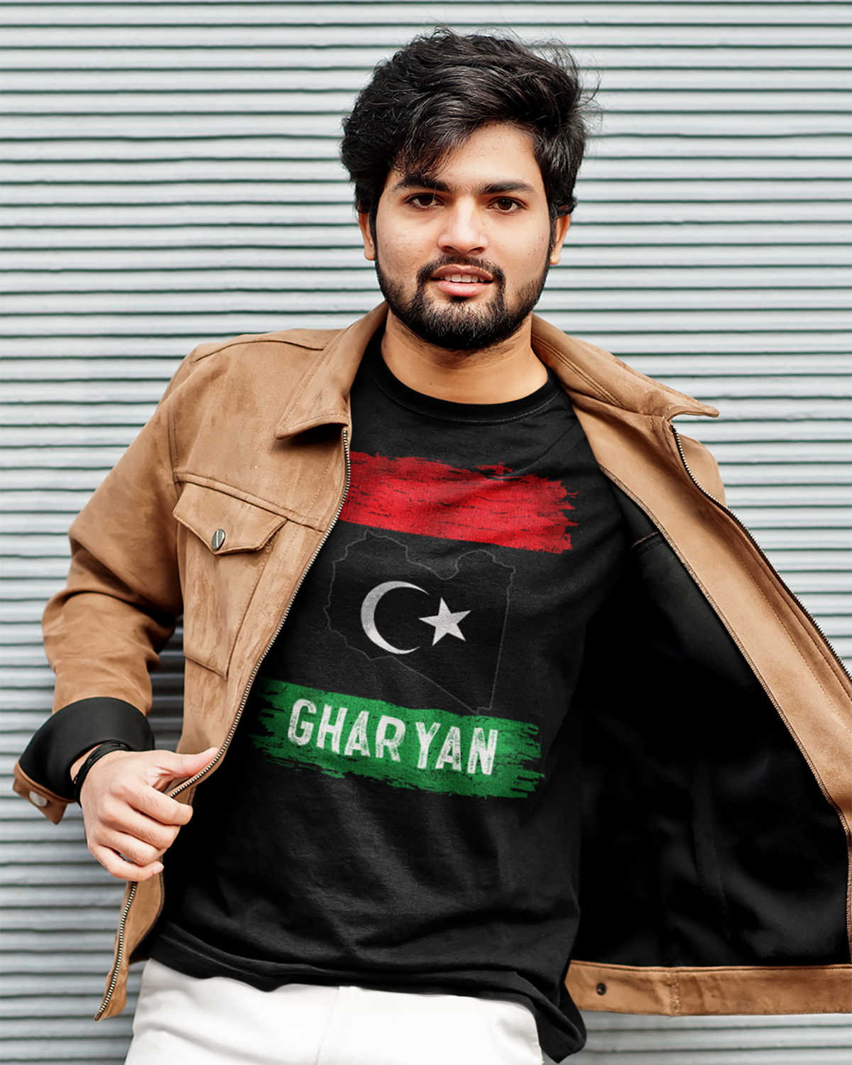 Libysche Flagge, Karte und Stadt – Gharyan Unisex T-Shirt