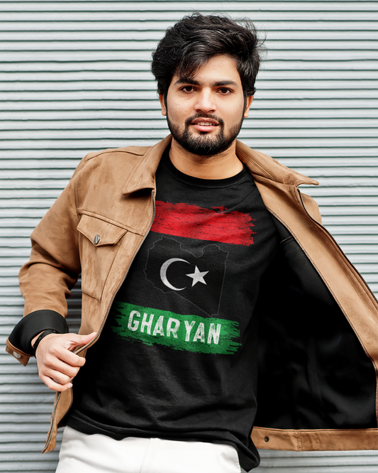Libyan Flag, Map & City - Gharyan Unisex T-shirt