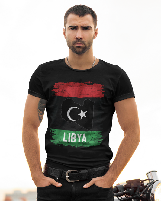 Drapeau et carte de la Libye T-shirt unisexe