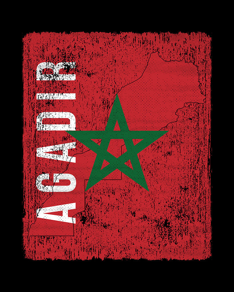 Morocco Flag, Map & City - Agadir Unisex T-shirt