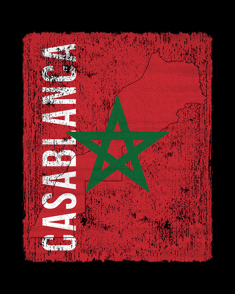 Morocco Flag, Map & City - Casablanca Unisex T-shirt