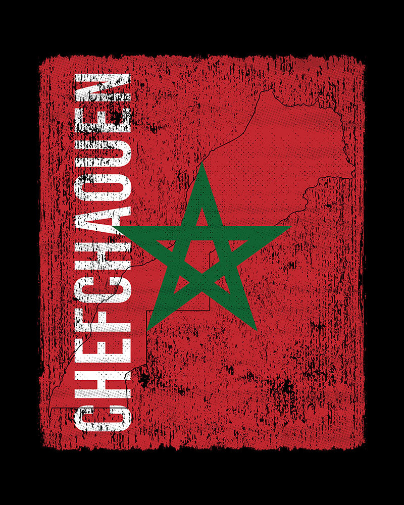 Morocco Flag, Map & City - Chefchaouen Unisex T-shirt