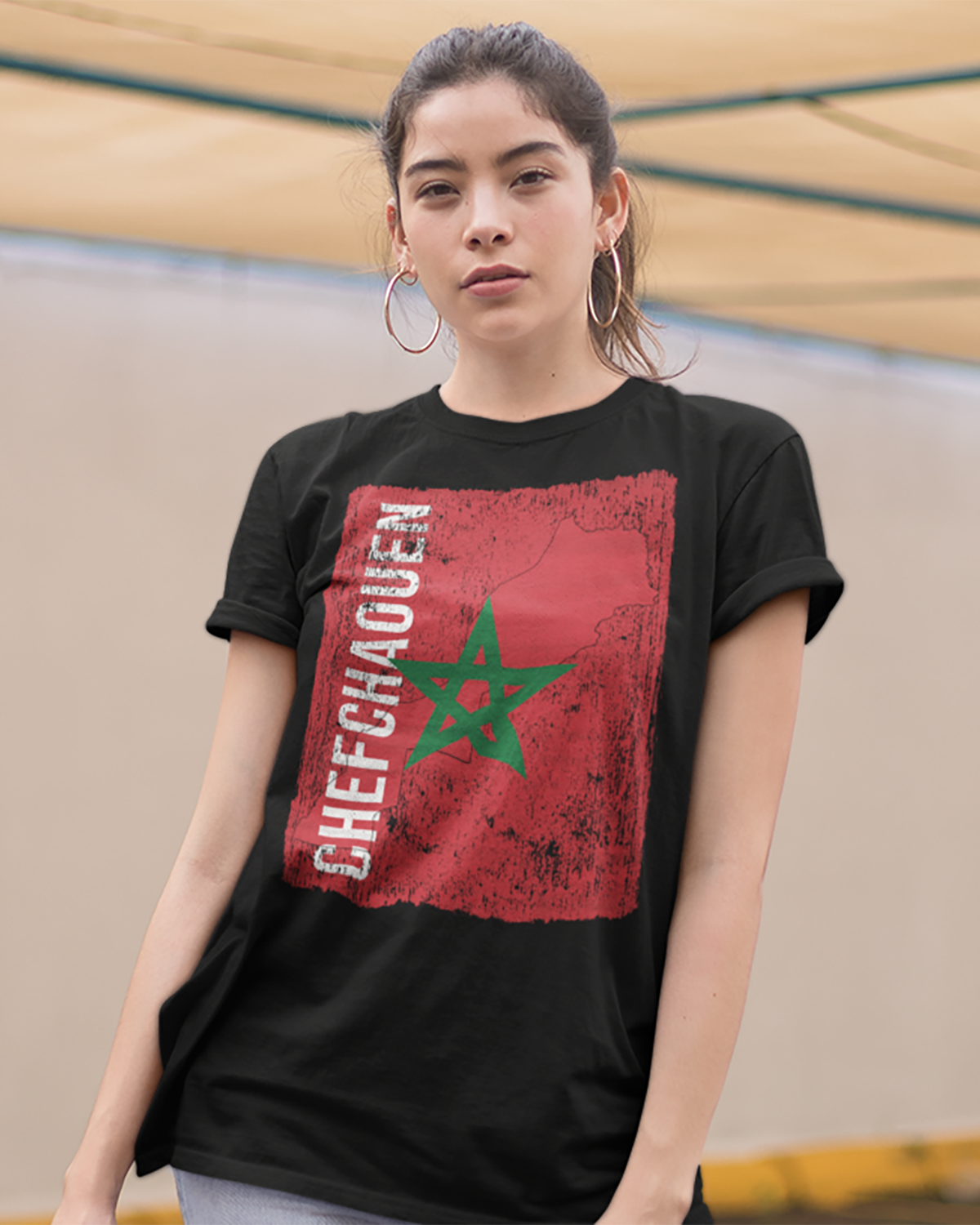 Morocco Flag, Map & City - Chefchaouen Unisex T-shirt