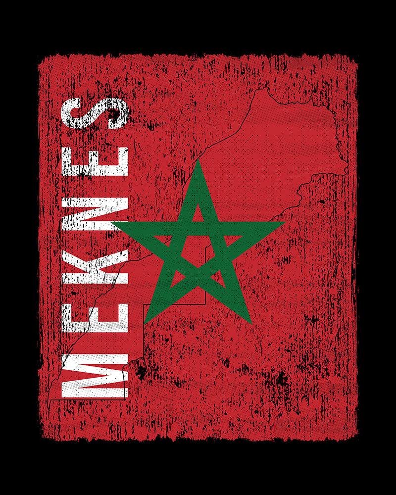 Morocco Flag, Map & City - Meknes Unisex T-shirt