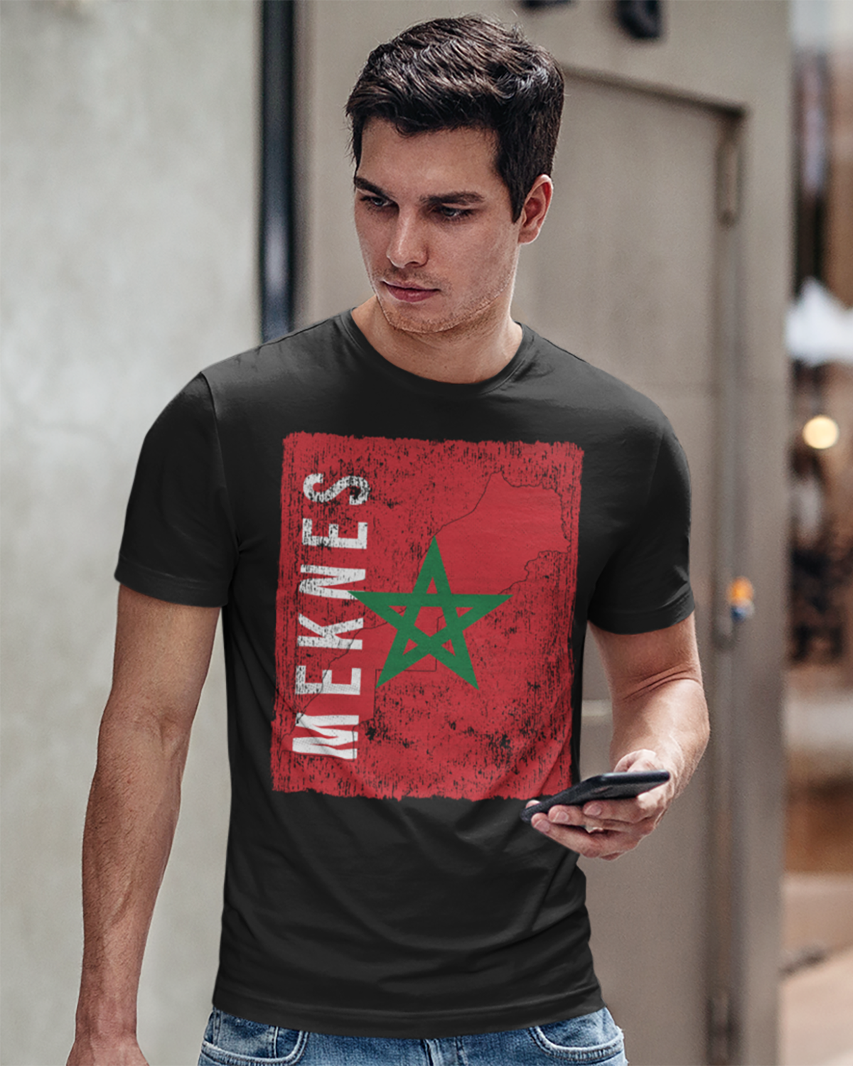 Morocco Flag, Map & City - Meknes Unisex T-shirt