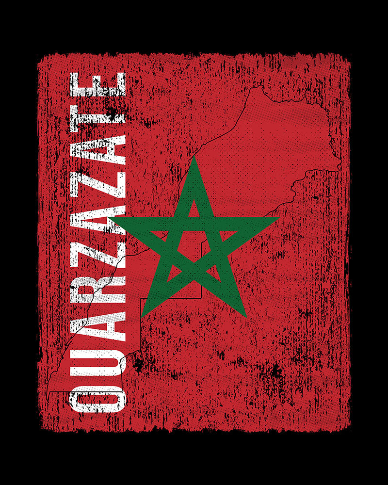 Marokko Flagge, Karte & Stadt - Ouarzazate Unisex T-Shirt