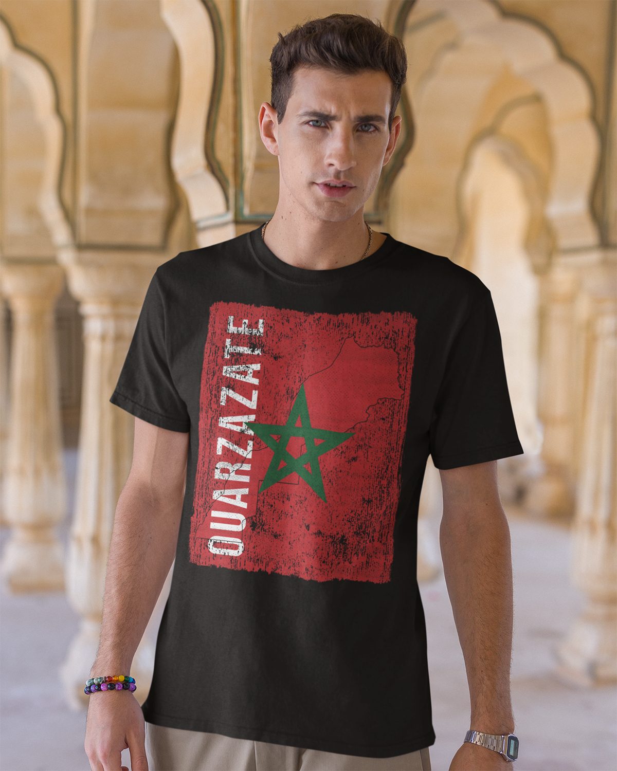 Marokko Flagge, Karte & Stadt - Ouarzazate Unisex T-Shirt