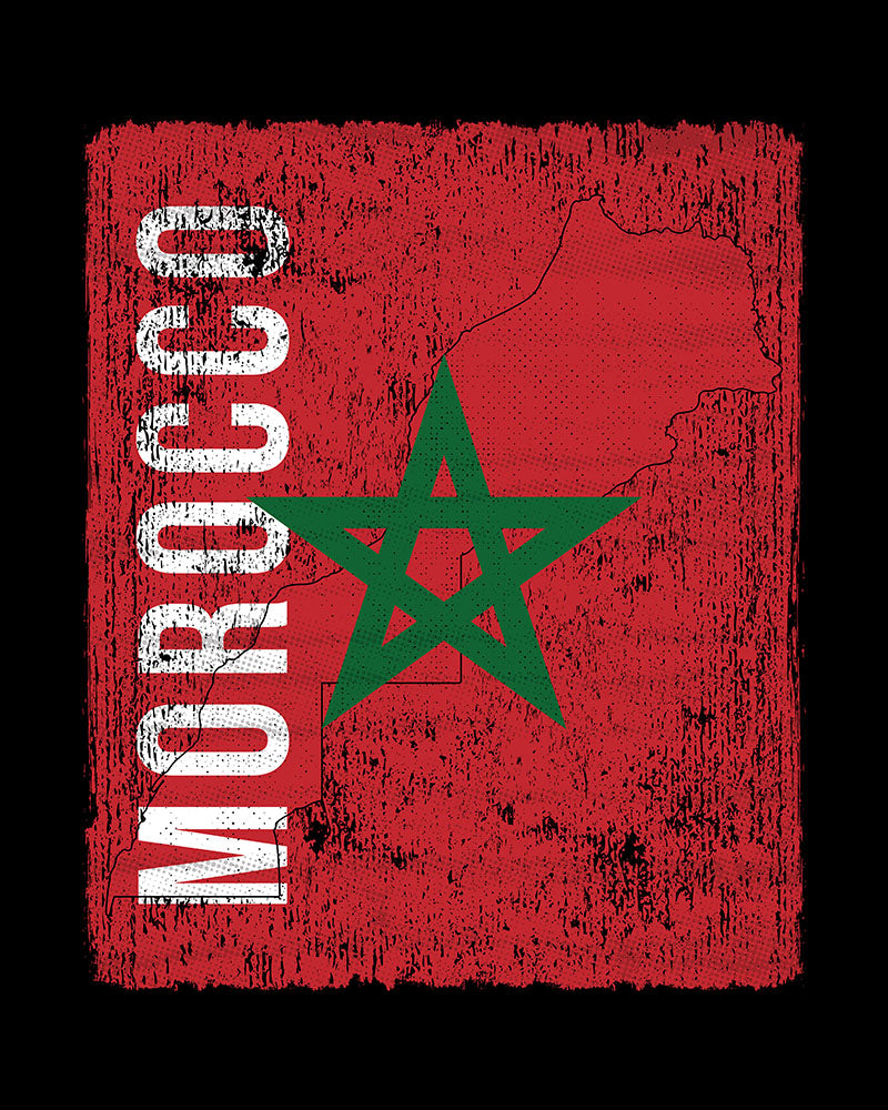 T-shirt unisexe avec drapeau et carte du Maroc