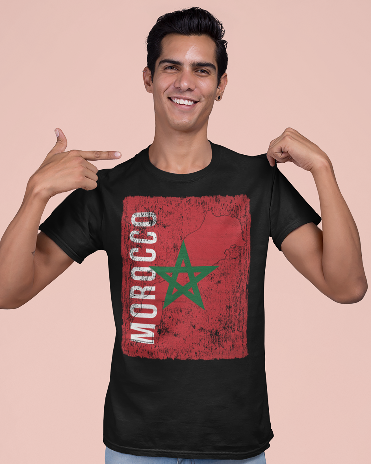 T-shirt unisexe avec drapeau et carte du Maroc